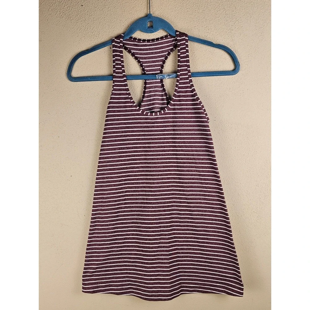 Lululemon Womens Burgundy‎ White Striped Tank Top XS